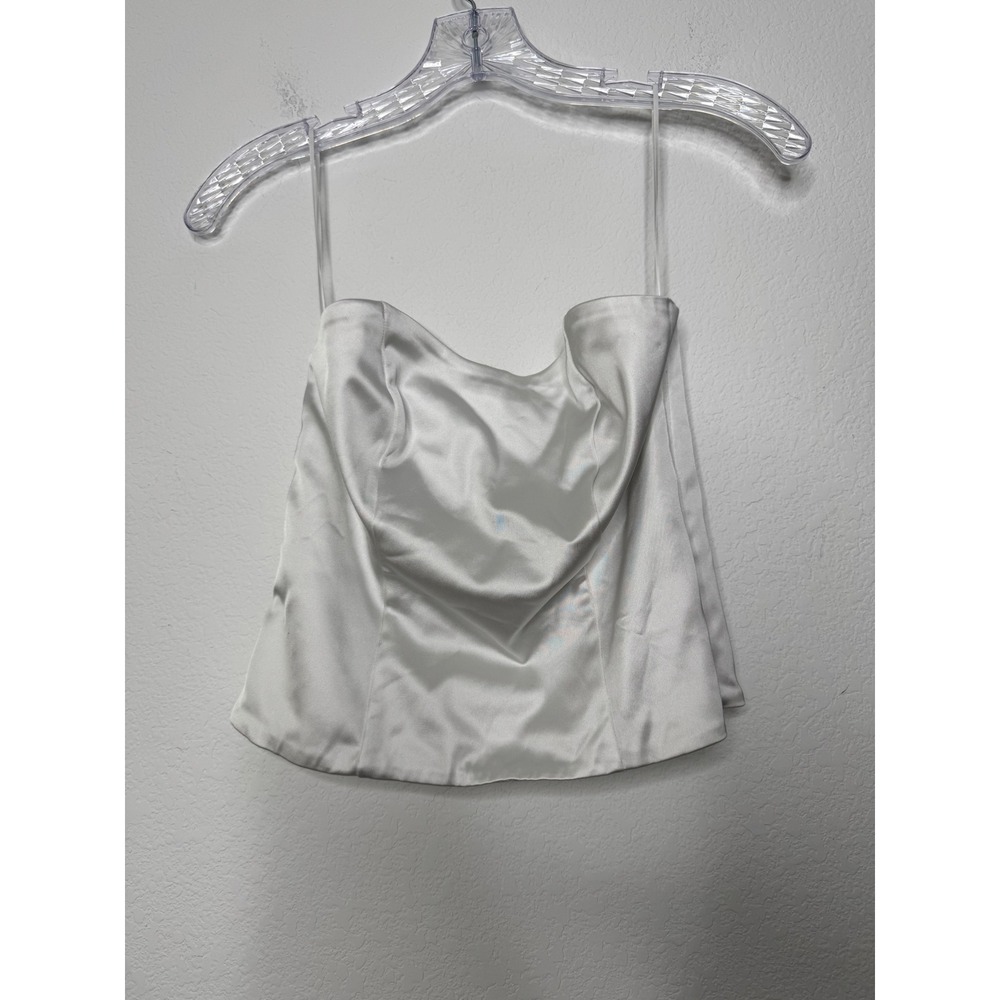 Abercrombie & Fitch Satin Corset Crop Top Silver White Sweetheart Neck Size S - Picture 5 of 11